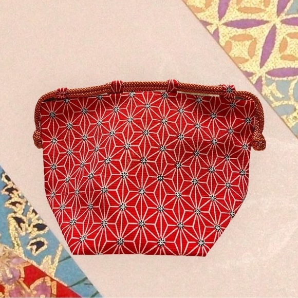 Vintage Japanese Drawstring Bag Kimono Purse, Cloth Pouch Kinchaku Bag Purse - Picture 6 of 7